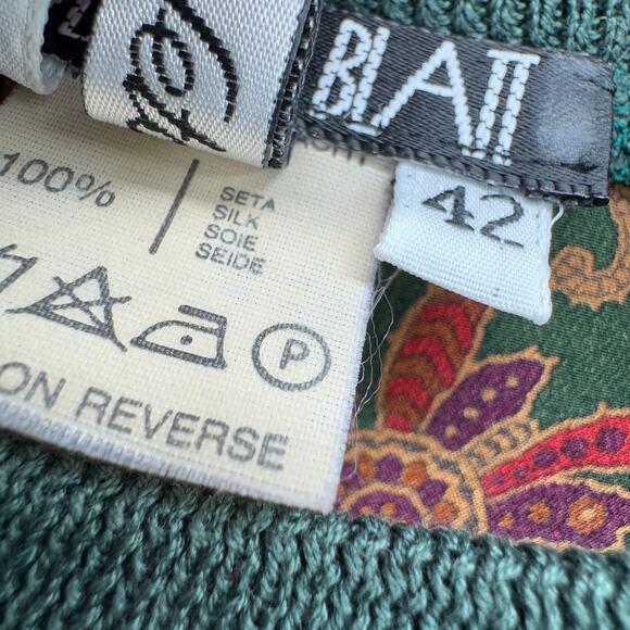 Searle Blatt Blouse Womens Medium 42 Silk Floral Paisley Made in Italy Vintage - Picture 6 of 8